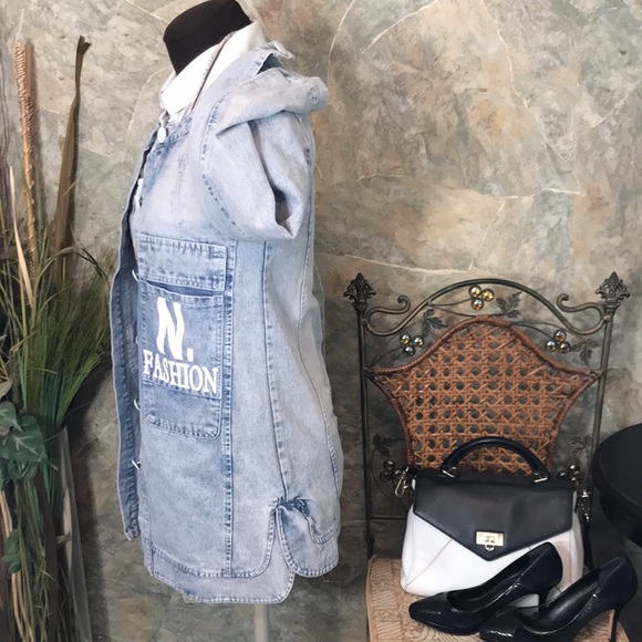 Langege flying machine 🌹stunning blue jeans jacket coat New York fashion week - Picture 3 of 13